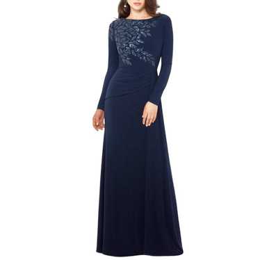 Xscape Sequin Maxi Gown Ruched Jersey Long Sleeve… - image 1