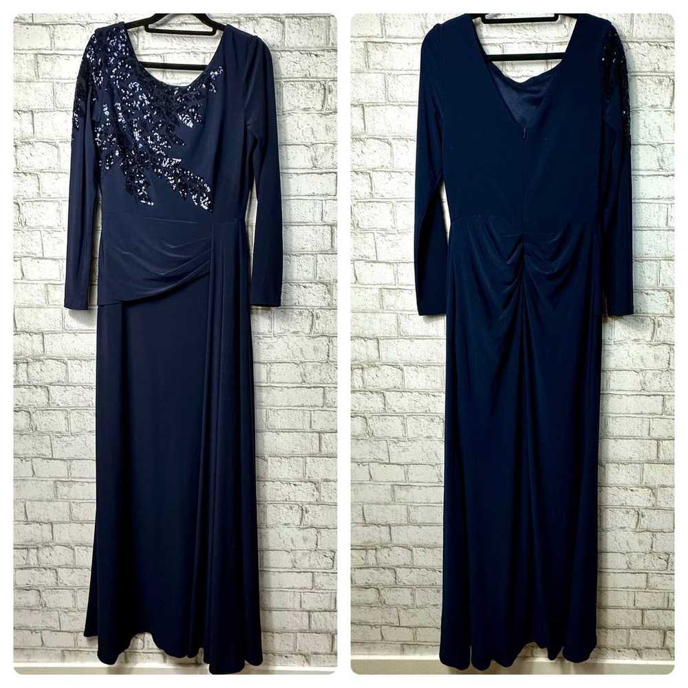 Xscape Sequin Maxi Gown Ruched Jersey Long Sleeve… - image 2