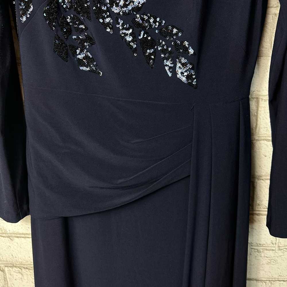 Xscape Sequin Maxi Gown Ruched Jersey Long Sleeve… - image 5