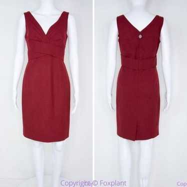 Elie Tahari red 95% wool sleeveless pleated front 