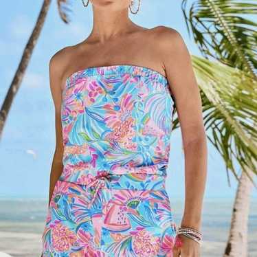 Lilly Pulitzer Jace Strapless Romper Tropical Pun… - image 1