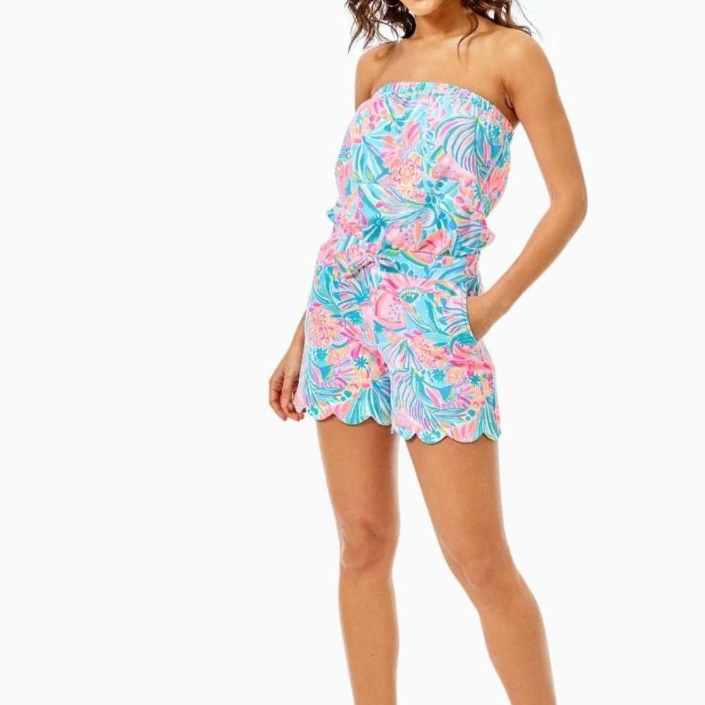 Lilly Pulitzer Jace Strapless Romper Tropical Pun… - image 2