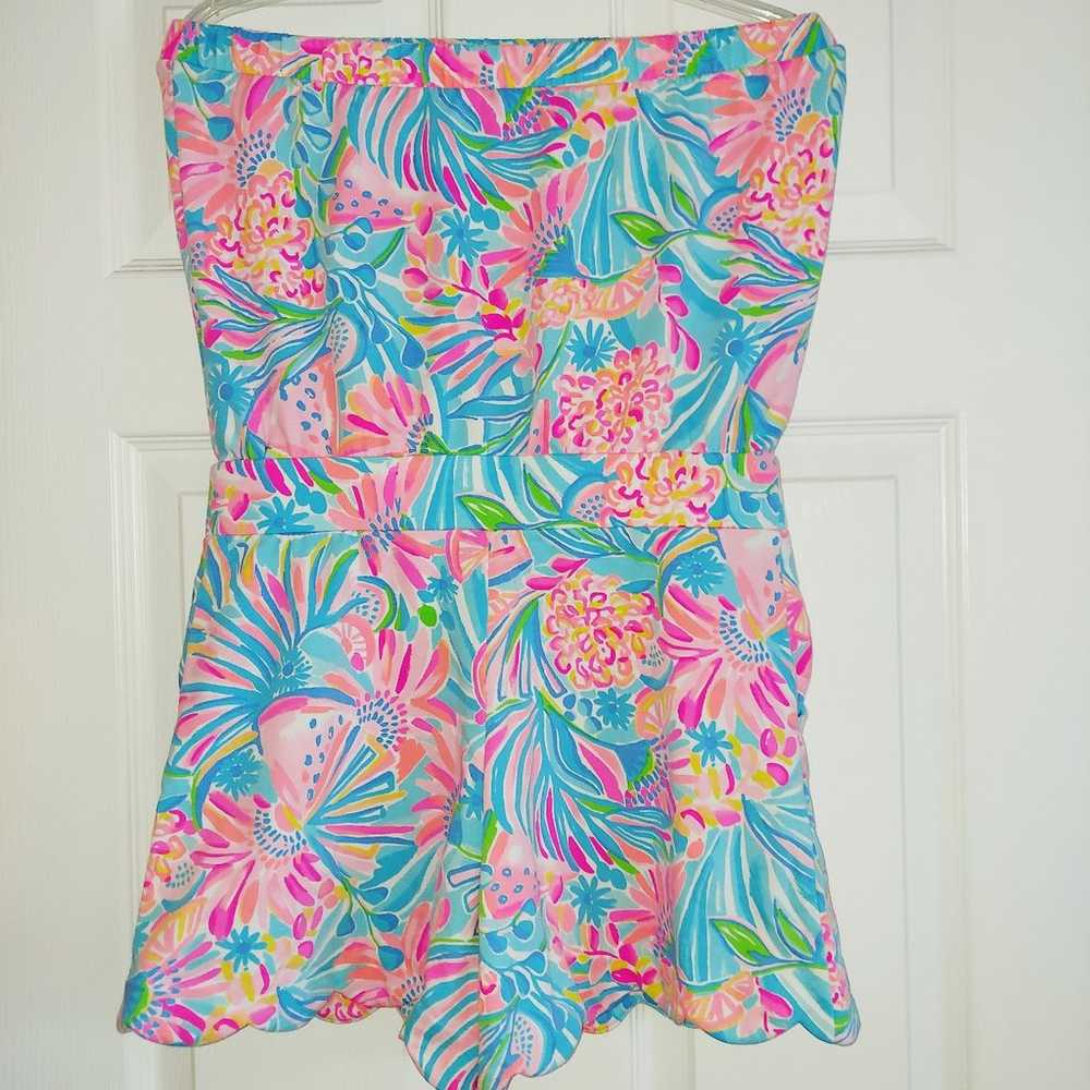 Lilly Pulitzer Jace Strapless Romper Tropical Pun… - image 4