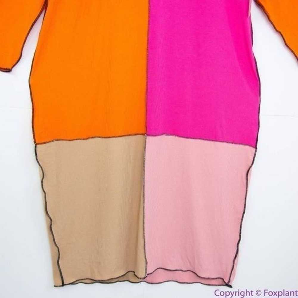 NEW Eloquii Patchwork midi Dress, pink and orange… - image 3