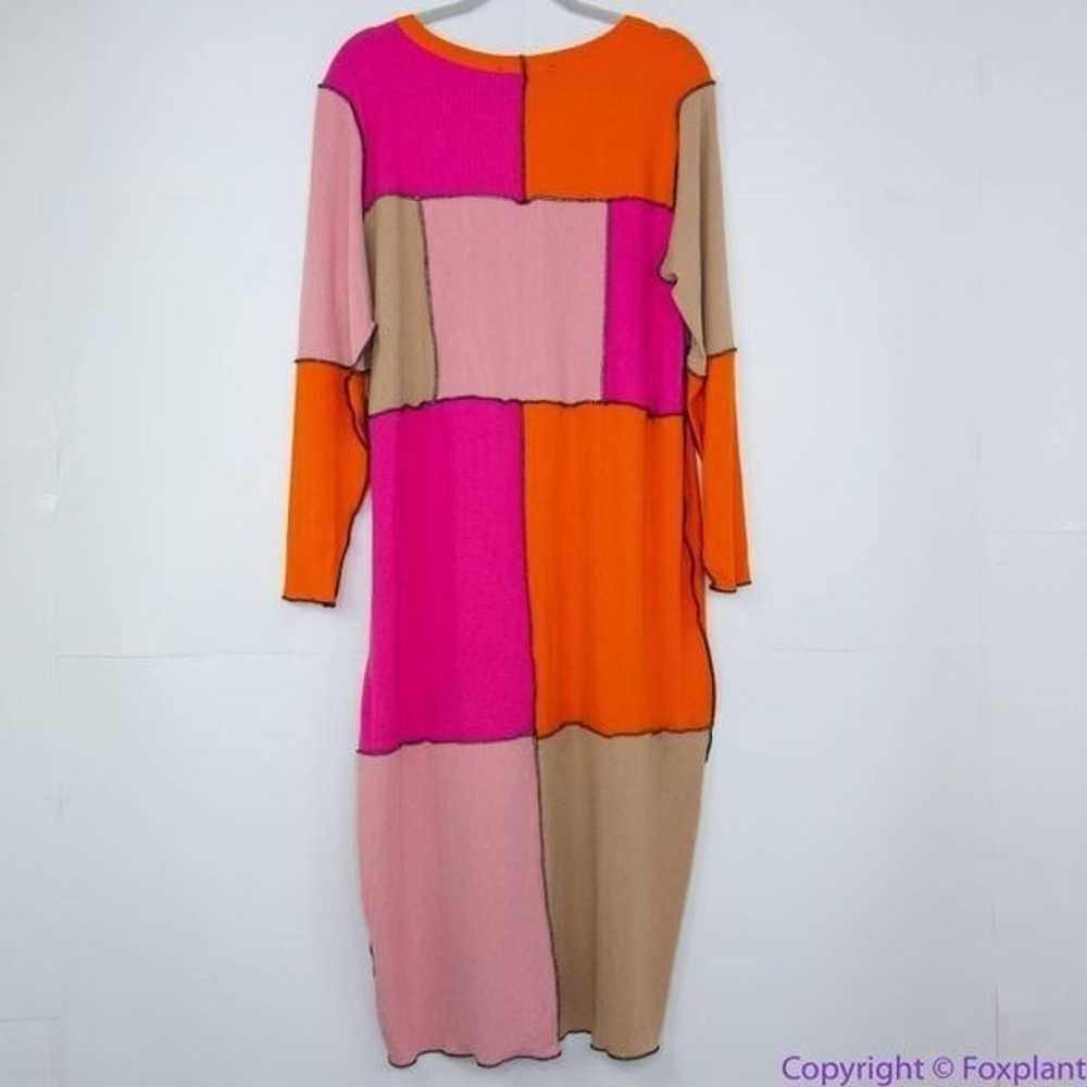 NEW Eloquii Patchwork midi Dress, pink and orange… - image 4
