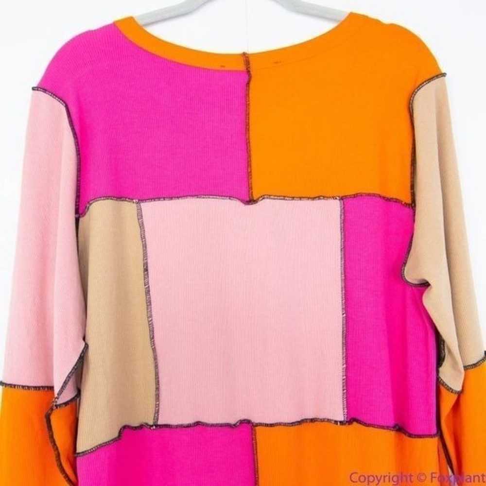 NEW Eloquii Patchwork midi Dress, pink and orange… - image 5