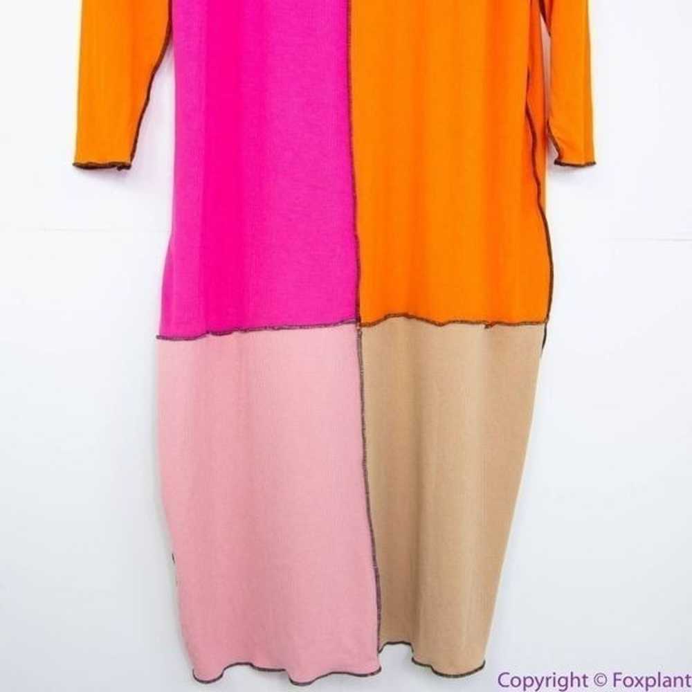 NEW Eloquii Patchwork midi Dress, pink and orange… - image 6