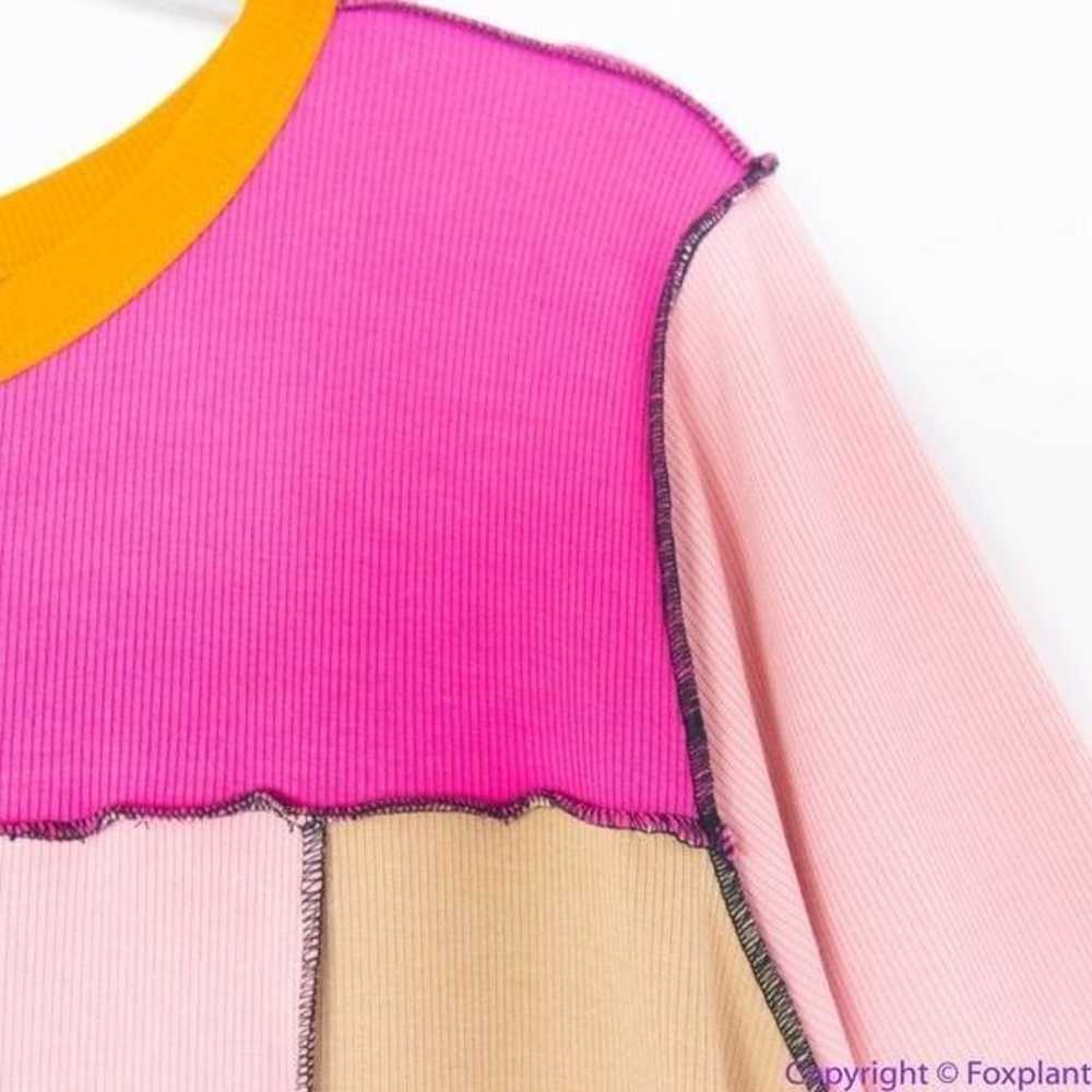 NEW Eloquii Patchwork midi Dress, pink and orange… - image 7