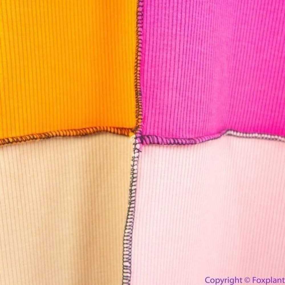 NEW Eloquii Patchwork midi Dress, pink and orange… - image 9