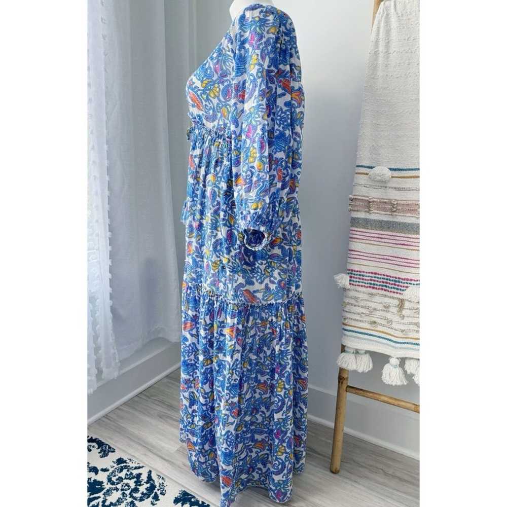Miss June Blue Floral Long Balloon Sleeves Maxi D… - image 3