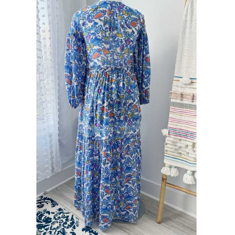 Miss June Blue Floral Long Balloon Sleeves Maxi D… - image 4