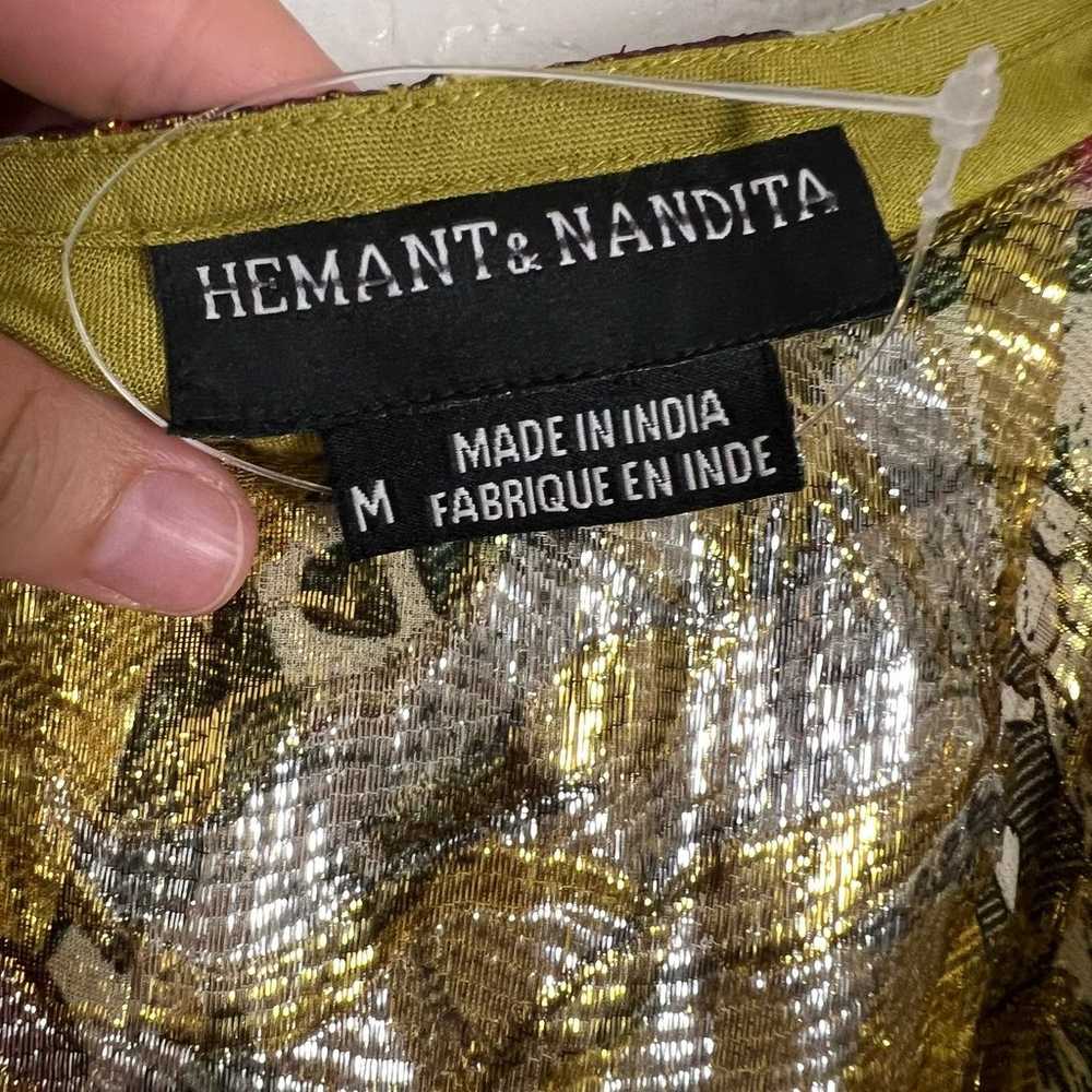 Hemant and Nandita Yellow Silk Metallic One Shoul… - image 8