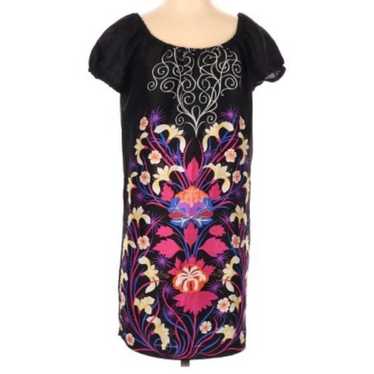 Tibi Floral & Black Puff Sleeve Dress XS