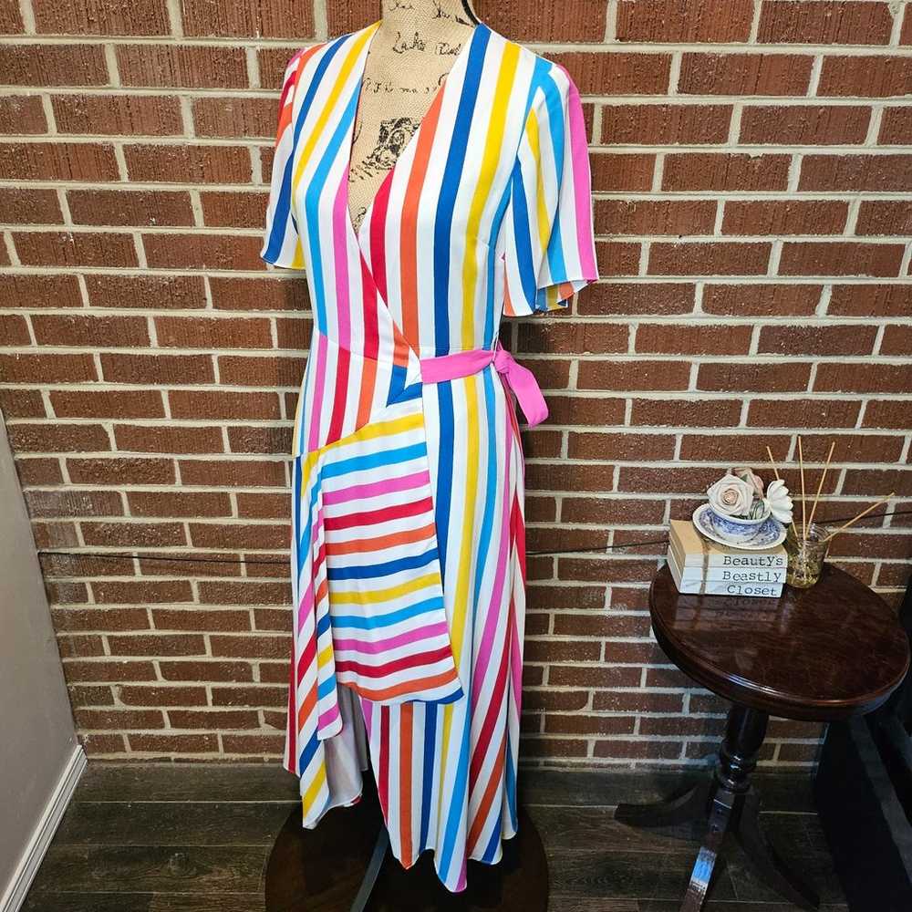 Color Me Courtney Rainbow Striped Taira Wrap Ruff… - image 3