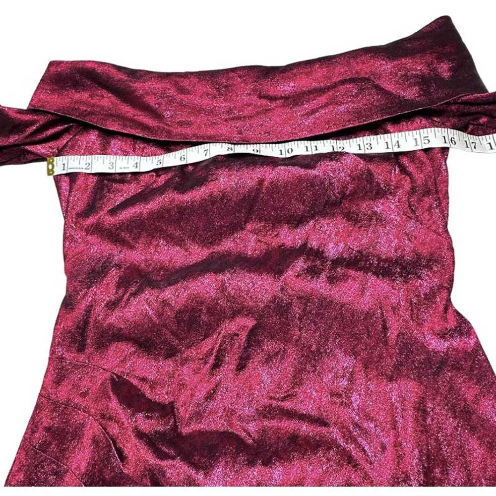 Theia Off Shoulder Metallic Burgundy Red Dress Si… - image 10