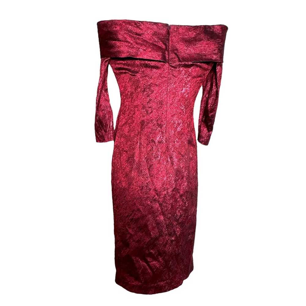 Theia Off Shoulder Metallic Burgundy Red Dress Si… - image 12