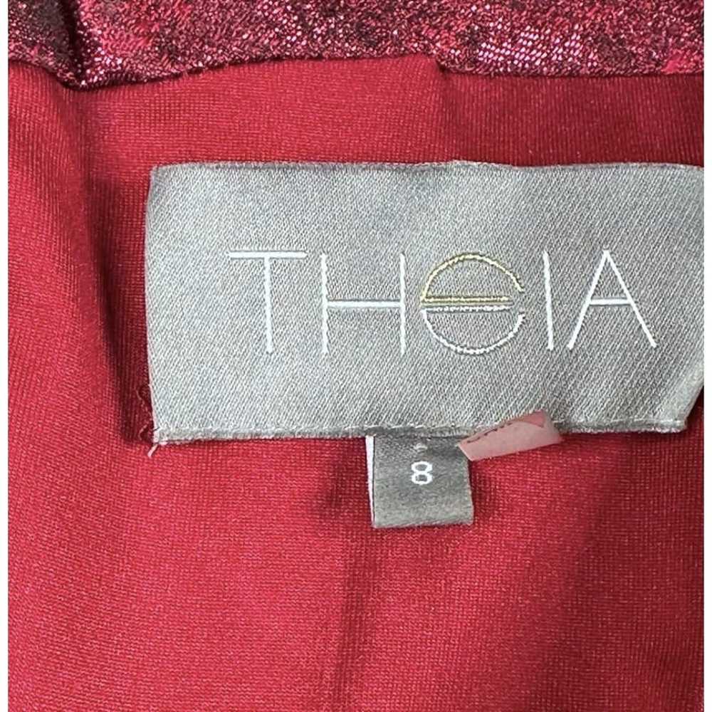 Theia Off Shoulder Metallic Burgundy Red Dress Si… - image 4