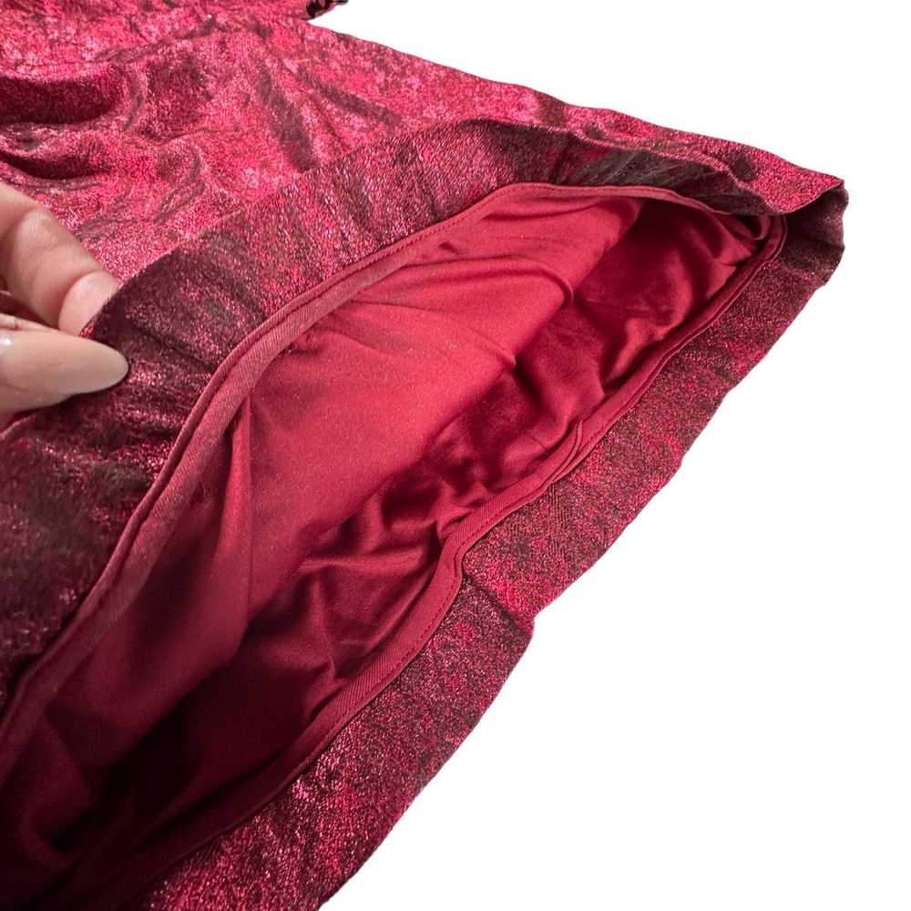 Theia Off Shoulder Metallic Burgundy Red Dress Si… - image 8
