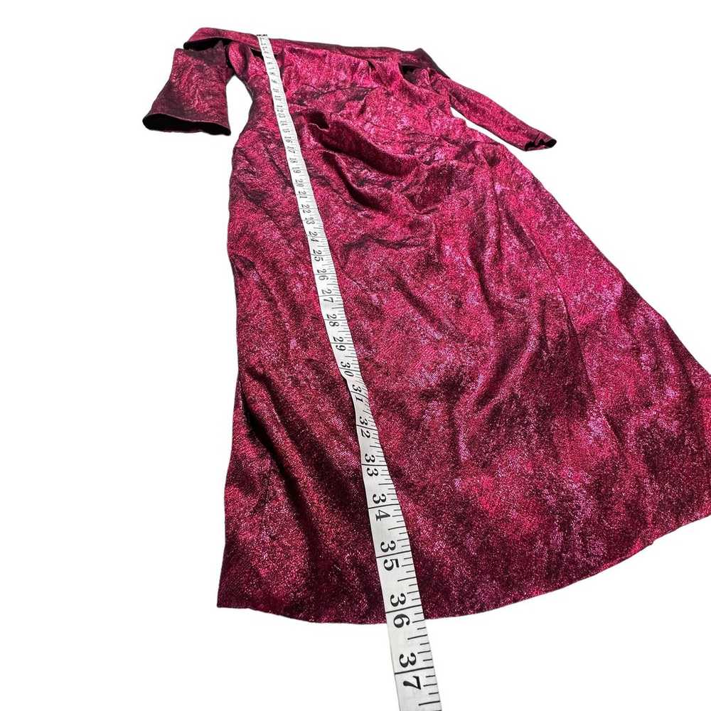 Theia Off Shoulder Metallic Burgundy Red Dress Si… - image 9