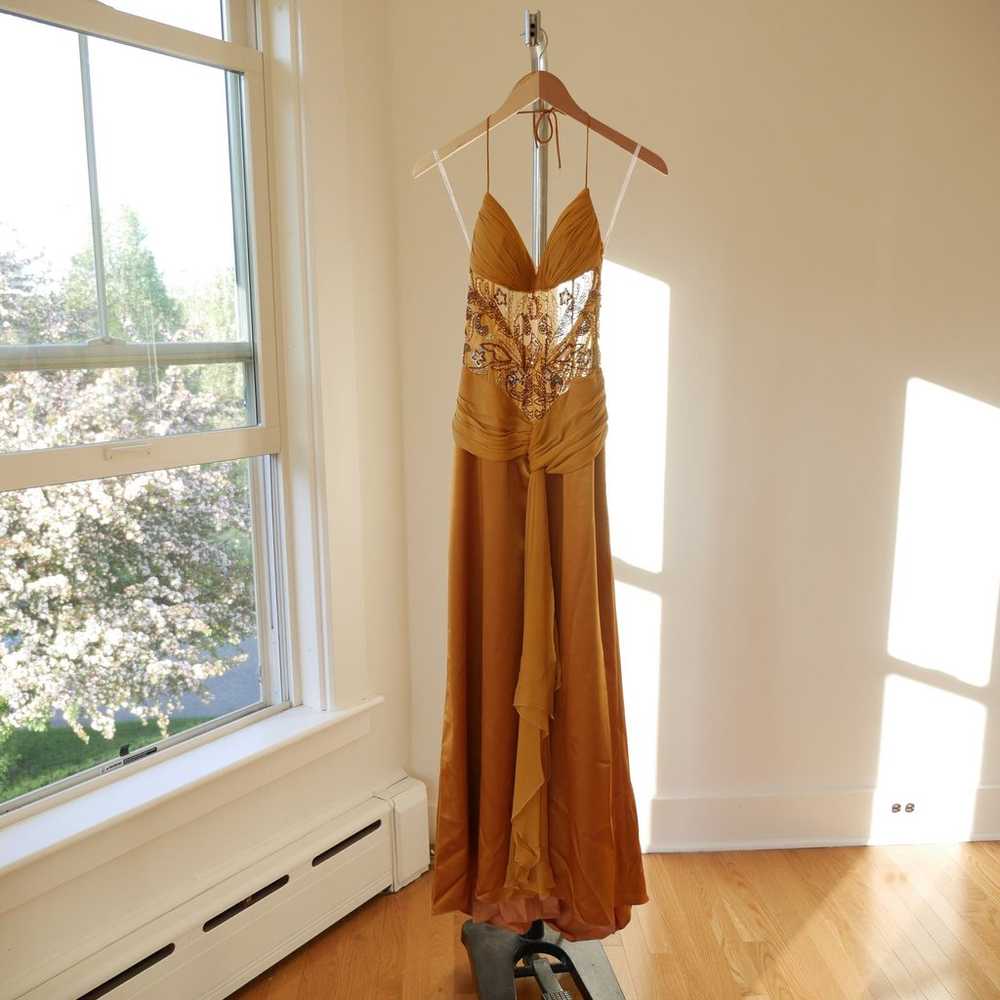 Beaded Halter Slip Dress Y2k Vintage Prom Silk & … - image 3