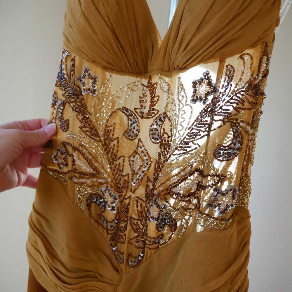 Beaded Halter Slip Dress Y2k Vintage Prom Silk & … - image 6