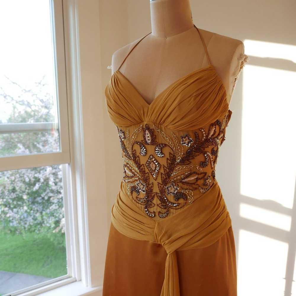 Beaded Halter Slip Dress Y2k Vintage Prom Silk & … - image 8