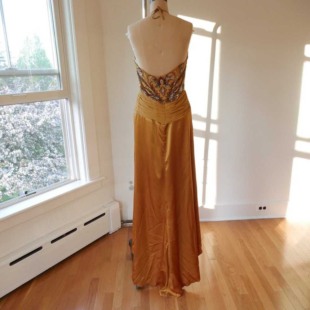 Beaded Halter Slip Dress Y2k Vintage Prom Silk & … - image 9