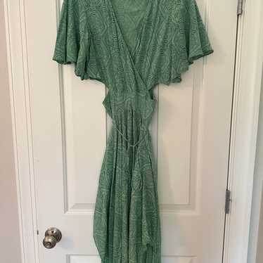 Maje Rimaro Wrap Maxi Dress Green With Cut Outs S… - image 1
