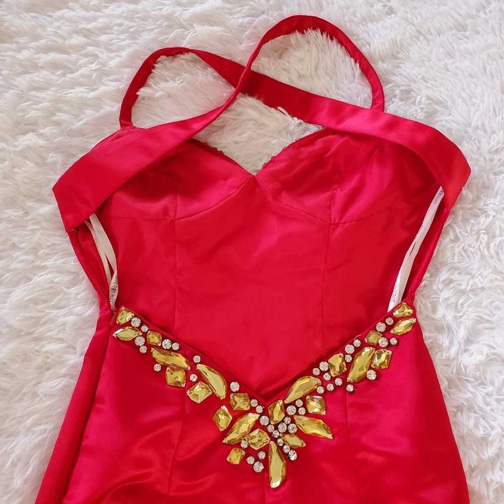 Sherri Hill Red with Gold Bejeweled Neckline & Ba… - image 5