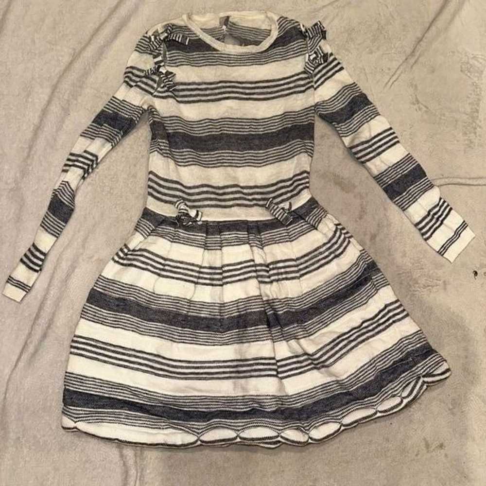 Women’s striped dress blue and white with bows do… - image 1