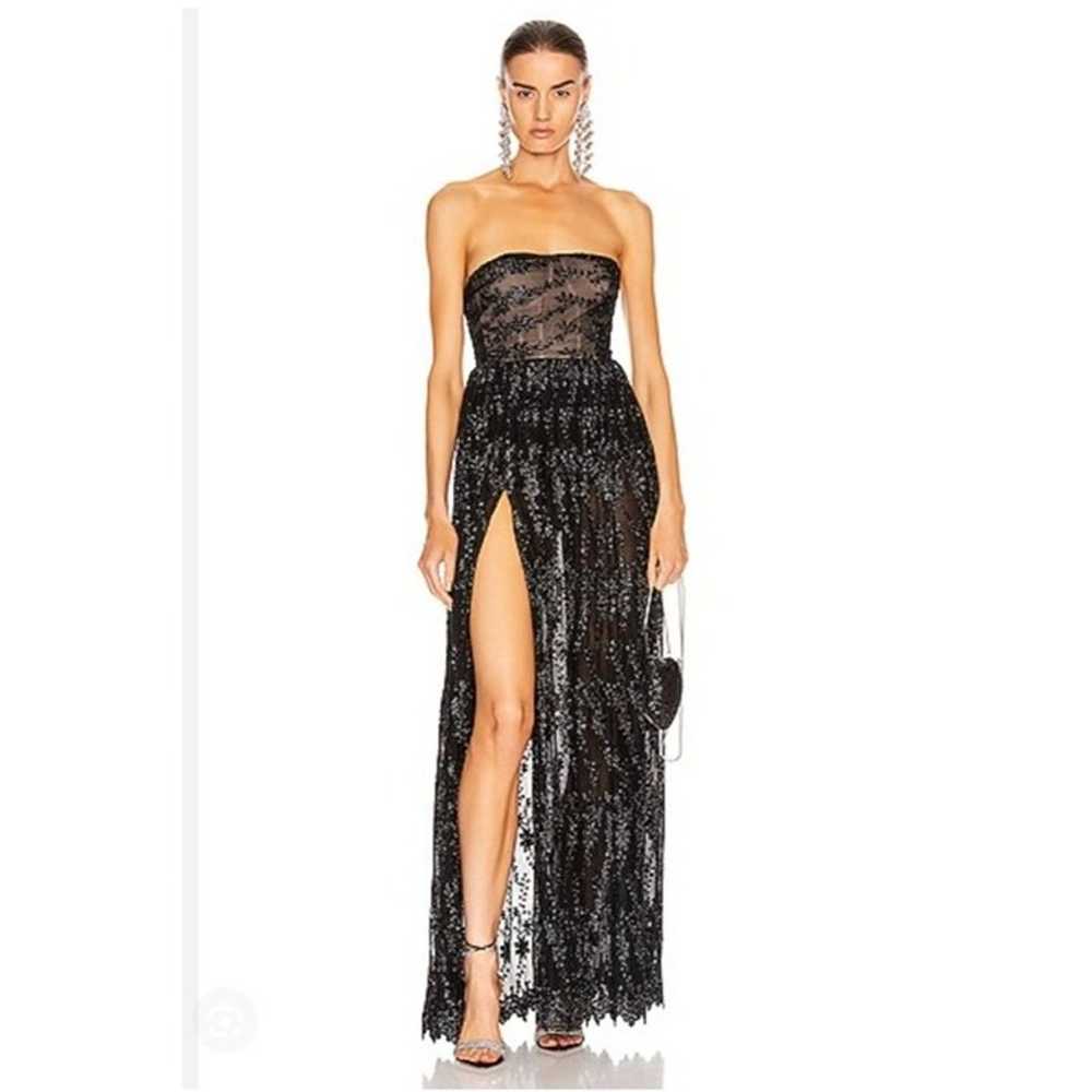 Reve Riche Maxi Dress Gown Black Strapless Sheer … - image 1