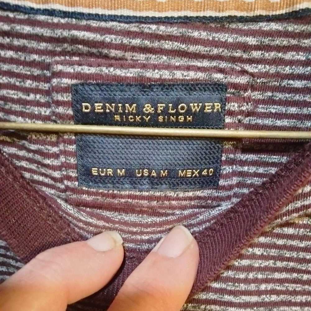 Denim & Flowers Maroon and Grey Striped T Shirt S… - image 3