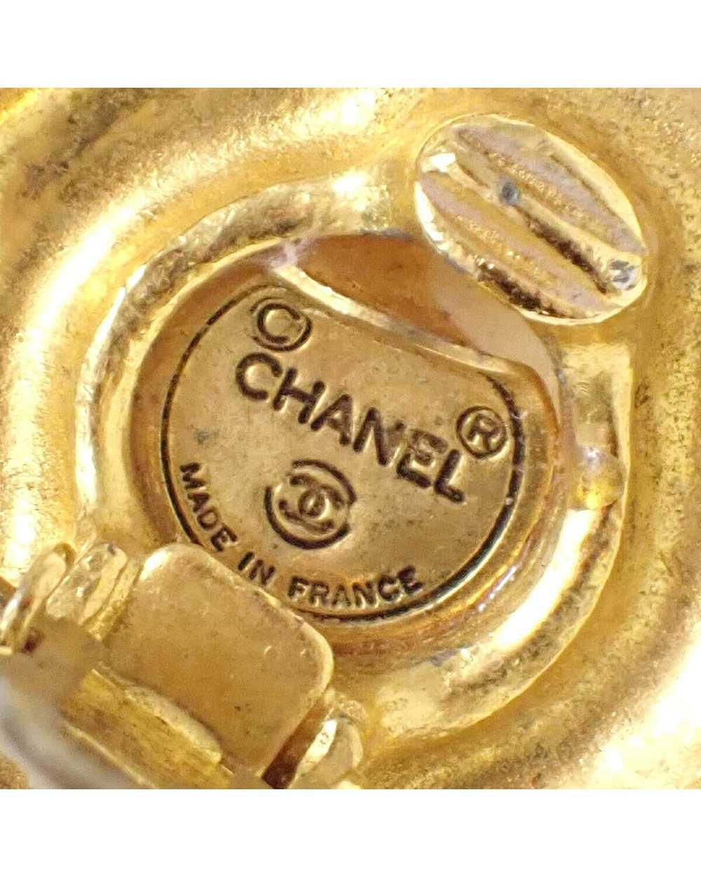 Chanel Gold Round Button Earrings with Imitation … - image 8