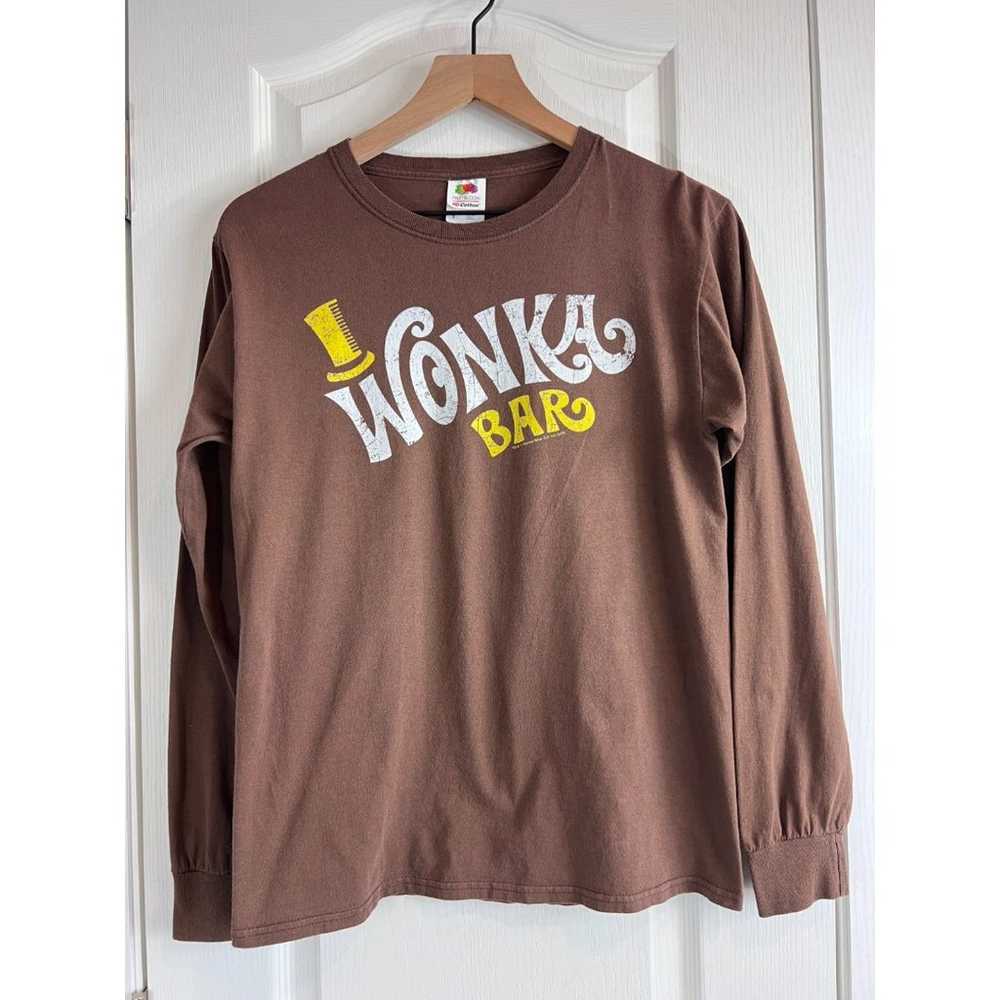Willy Wonka Wonka Bar Long Sleeve T Shirt Brown 1… - image 1