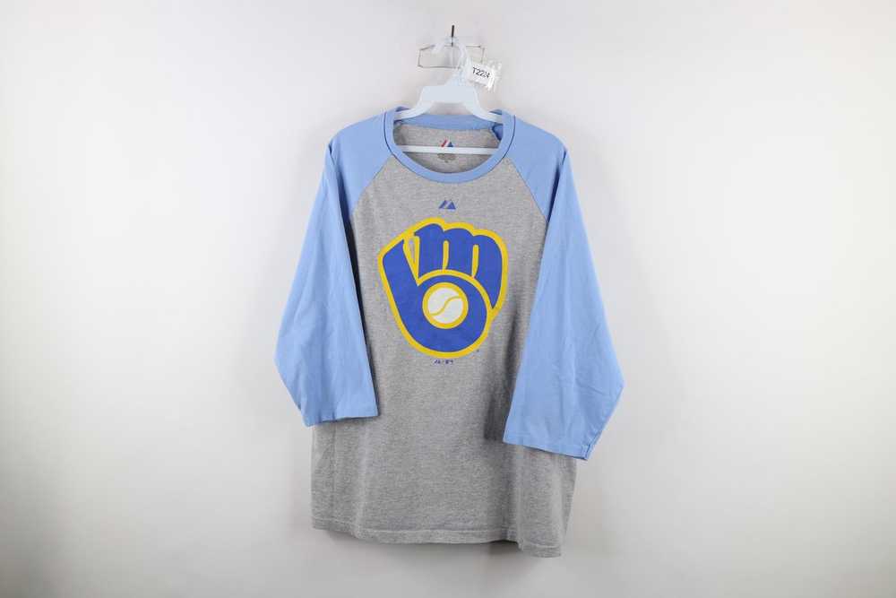 Majestic × Vintage Majestic Milwaukee Brewers 3/4… - image 1