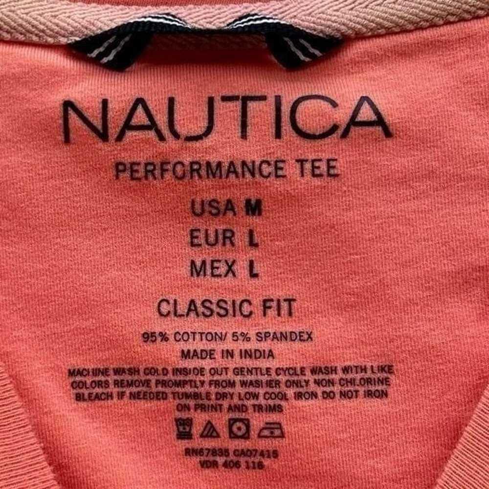 Nautica T-Shirt Men's Medium Green & Peach Crew N… - image 8