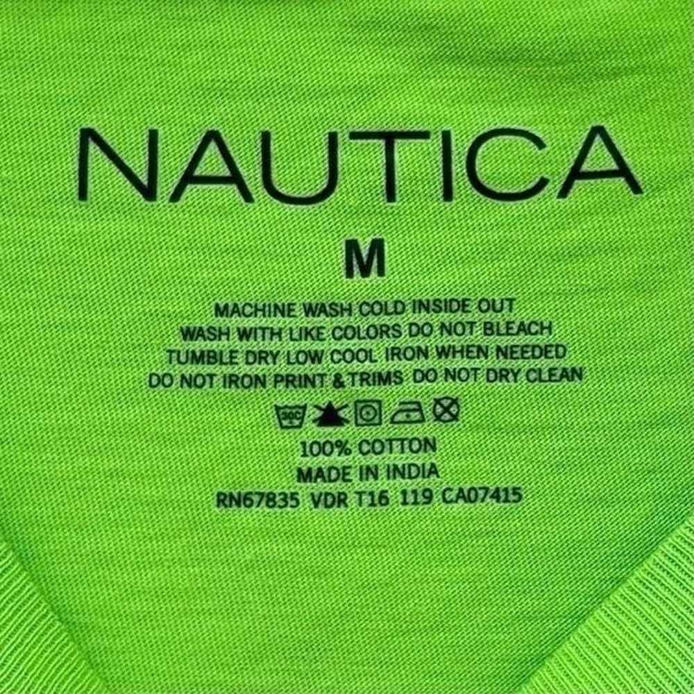 Nautica T-Shirt Men's Medium Green & Peach Crew N… - image 9