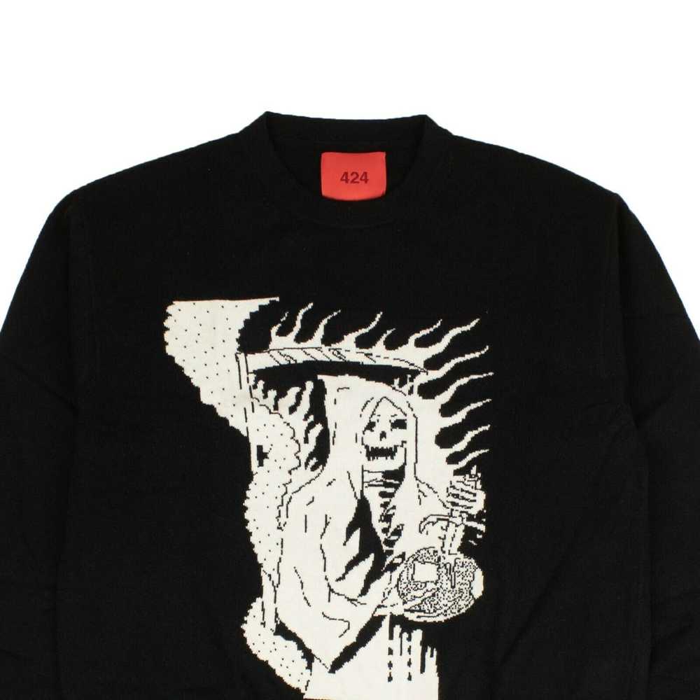 424 On Fairfax Black Grim Reaper Sweater Size L - image 3