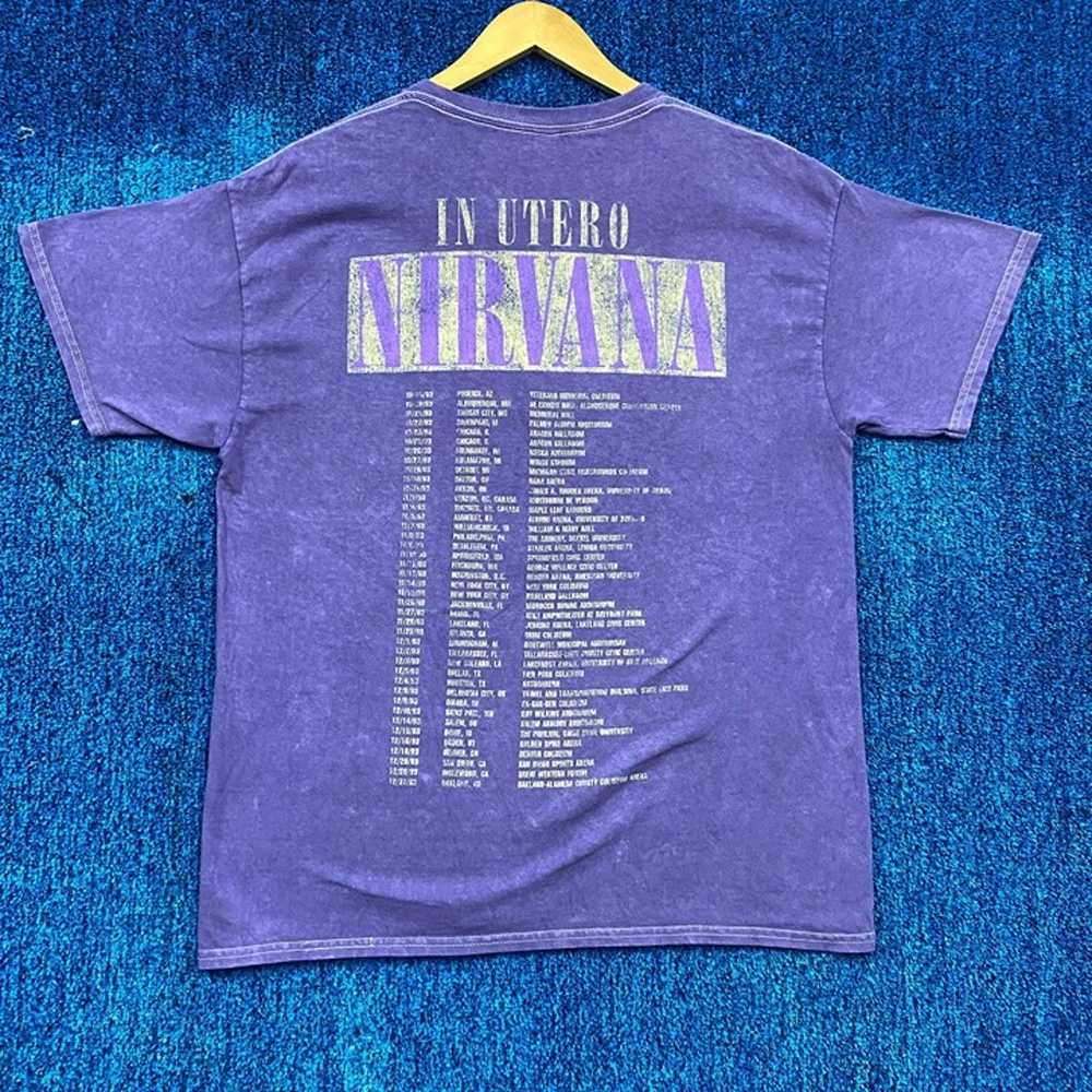 Nirvana In Utero Live 1993 Grunge Tour Tee L - image 3