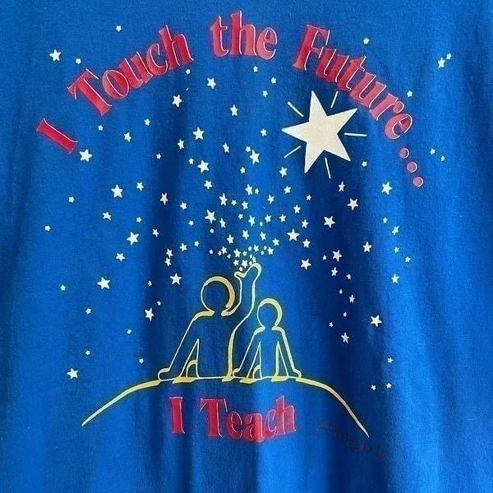 Vintage Hanes Fifty Fifty Blue Teacher Graphic Ts… - image 2