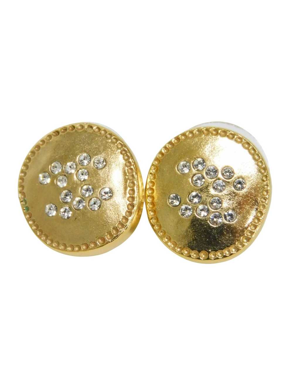Chanel Champagne Gold Coco Button Earrings - image 1