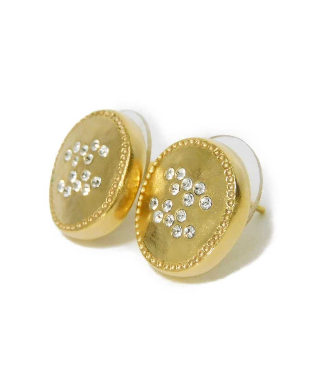 Chanel Champagne Gold Coco Button Earrings - image 2