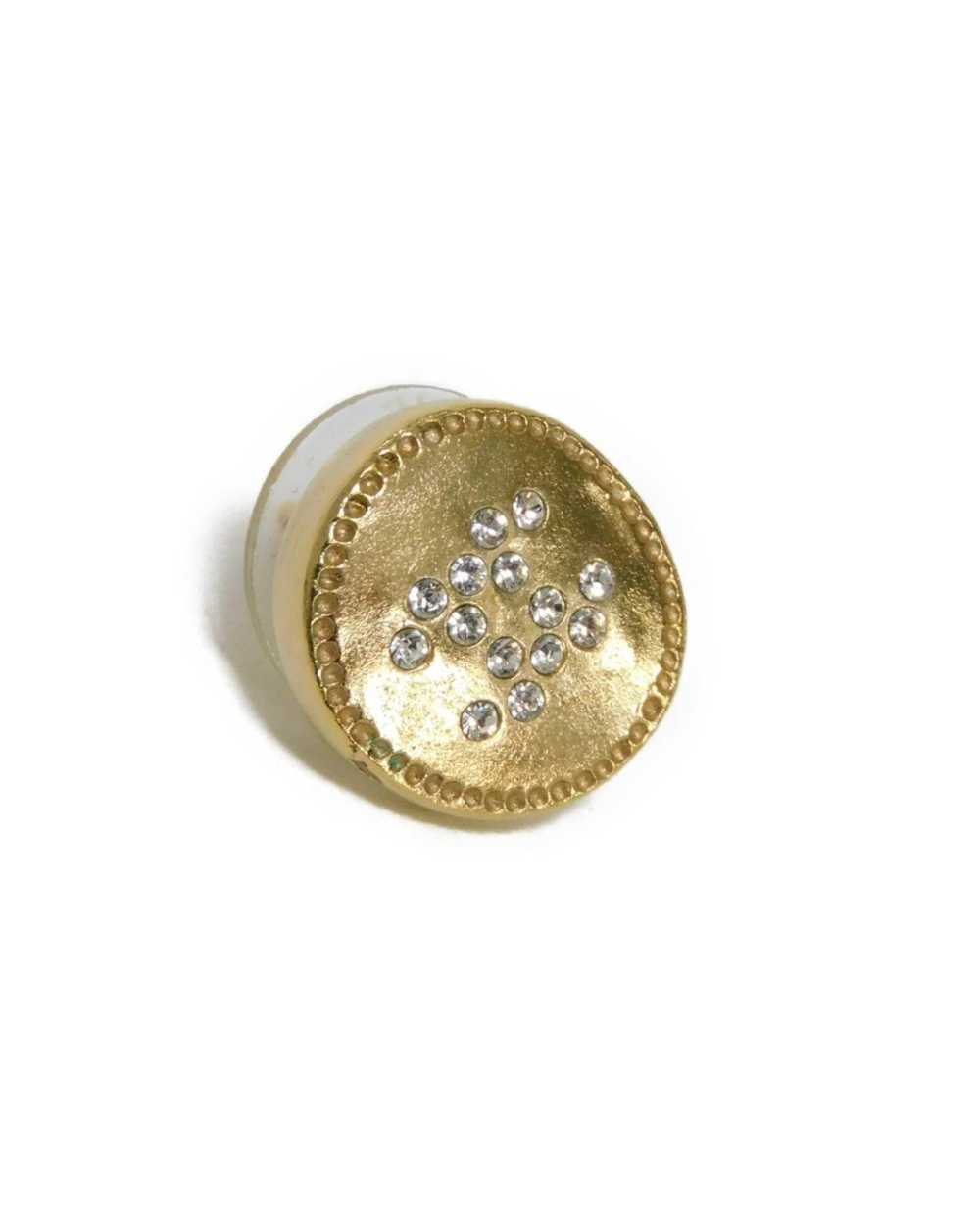 Chanel Champagne Gold Coco Button Earrings - image 5