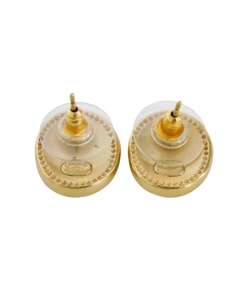 Chanel Champagne Gold Coco Button Earrings - image 7