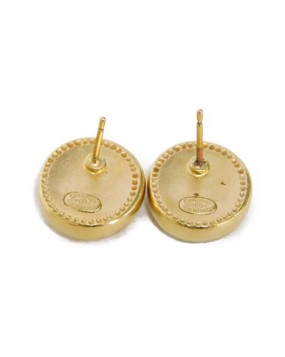 Chanel Champagne Gold Coco Button Earrings - image 8