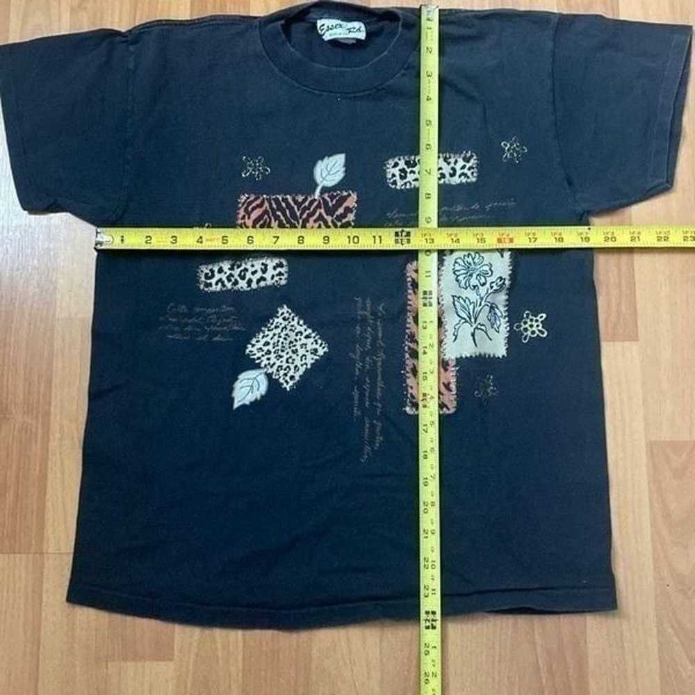 Vintage Rare 1980s Essex Rd Black Floral T Shirt … - image 6