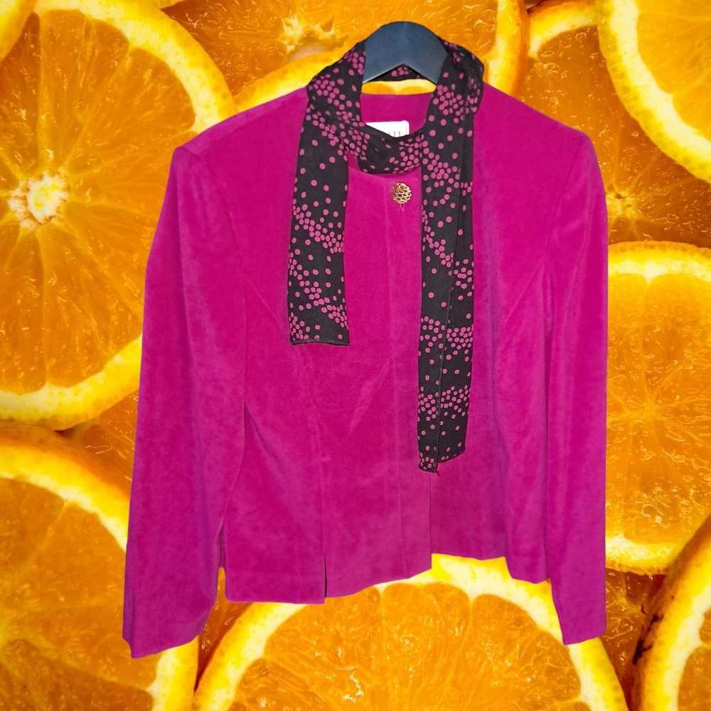 Other Leslie Fay Pink Covered Button Blouse with … - image 2