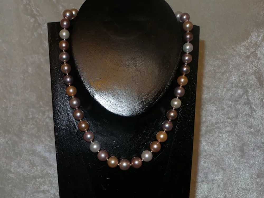 Hand Knotted Edison Pearl Necklace with Sterling … - image 3