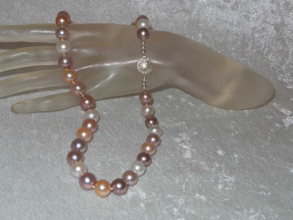 Hand Knotted Edison Pearl Necklace with Sterling … - image 6