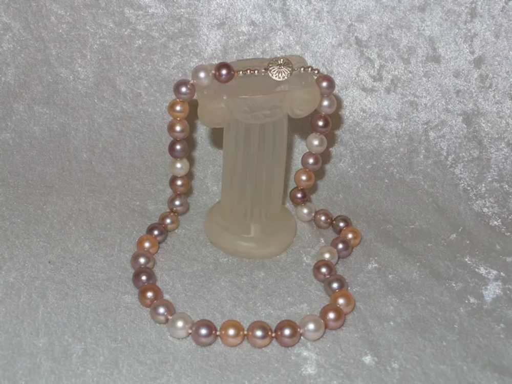Hand Knotted Edison Pearl Necklace with Sterling … - image 9